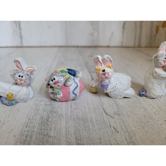 Eddie Walker miniature cat Easter bunnies set egg hunt figure spring - Picture 3 of 8